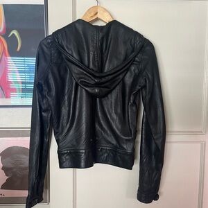 Mike & Chris genuine leather jacket with a hood size S black